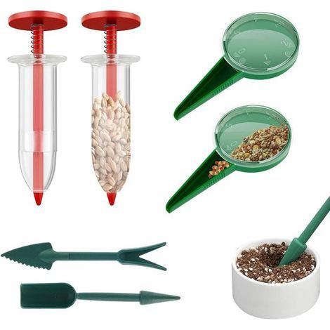 Longziming - Kit de semis miniature 6 pièces - Distributeur de graines pratique pour petites graines - Aide au semis de précision pour légumes, fleurs et herbes aromatiques - Accessoires de jardin