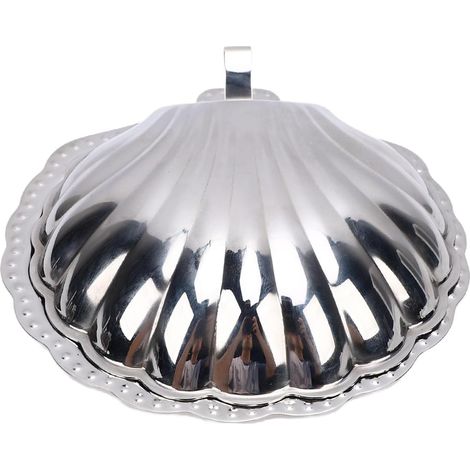 4,7 Zoll (12 cm) große Schmuckschale aus Edelstahl in Muschelform, Snacktablett, dekorative Vintage-Schmuckschale aus Silber, zur Aufbewahrung von Schmuck (1/5)