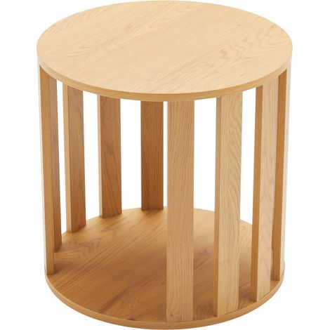 Table basse effet bois ronde diam 50 cm bois clair