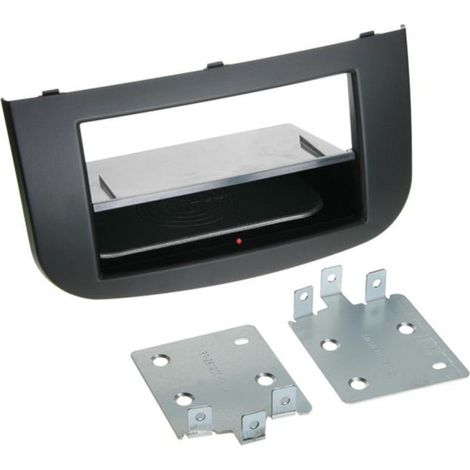 Kit Facade autoradio 2DIN compatible avec Mitsubishi Colt 08-12 Avec vide poche Induction Qi Noir