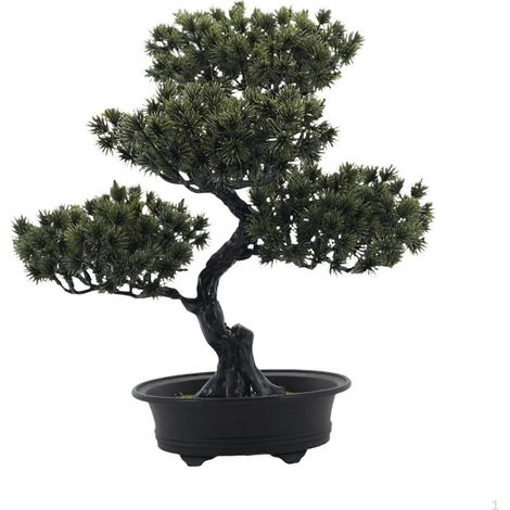 Plantes artificielles bonsaï en pot pour l'intérieur de la salle de bainvert foncé (1/5)