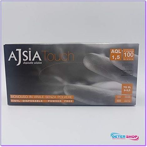 Ajsia Guantes Desechables De Vinilo Touch Sin Polvo CF100 100 Unidades Talla XL