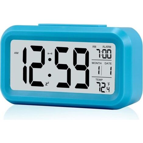 Sveglia per bambini, orologio digitale da tavolo a batteria con luce notturna intelligente, indicatore di temperatura, funzione snooze, piccolo orologio elettronico per comodino.