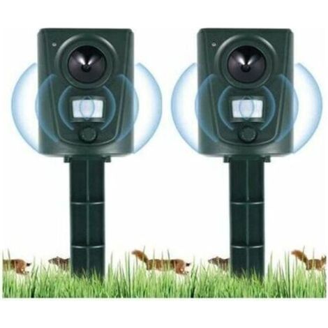 2X Répulsif Chat Jardin à Ultrasons, Répulsif Chats avec Piquet au Sol Prévenir Les Chiens et Les Chats, Les Oiseaux, pour Jardins, Champs, Pépinières, Etanche