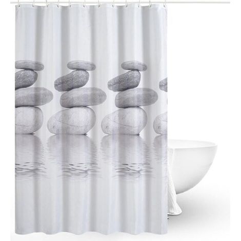 Cortinas de ducha, cortinas de ducha de tela, cortinas de ducha antimoho, cortinas de ducha impermeables, poliéster, lavables a máquina (180 cm x 180 cm) (1/5)