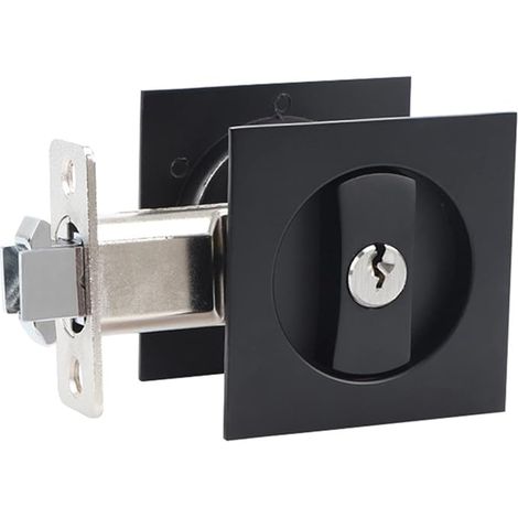 Coulissante à Mortaise Poignée de Porte Encastrée Invisible Serrure Porte Coulissante Poignée Porte Coulissante Ensembles de Poignées 66mm Noir (1/2)