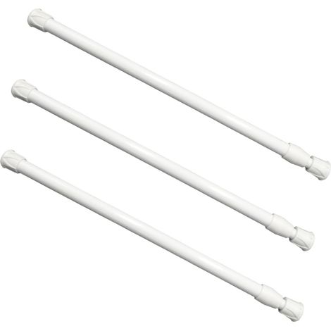 3 Pièces Tringles à Rideaux Extensibles, 30-50cm Tringle à Rideaux Ajustables, Barre de Suspension Blanche sans Perçage, Tringles à Fixation Télescopique, pour Armoires, Fenêtres, Bibliothèque (1/5)