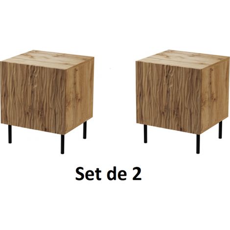 Table de chevet Set de 2 Wotan artisan 44x54x41 cm de haute qualité YOUNGE (1/4)