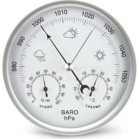 Station Météo Baromètre Analogique avec Thermomètre et Hygromètre, Mesures de Pression Atmosphérique Précises, Lecture Facile-KZQ