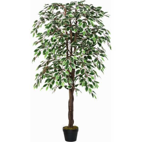 160cm/5.2FT Artificial Ficus Silk Tree with Nursery Pot, Decorative Fake Plant, for Indoor Outdoor Décor