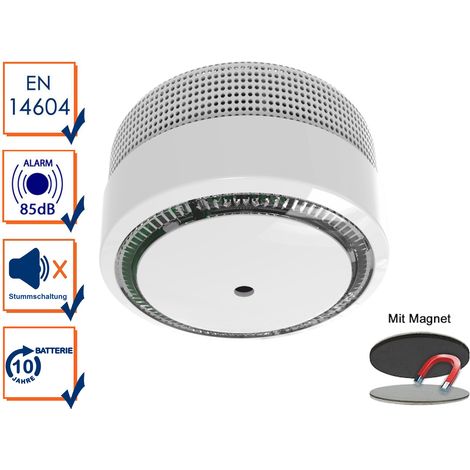 Optischer Mini Rauchmelder mit 10 Jahres Batterie & Magnethalterung (1/5)