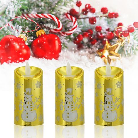 Bougie de Noël innovante en forme de bougie simulée, décoration de Noël, bonhomme de neige (1/5)