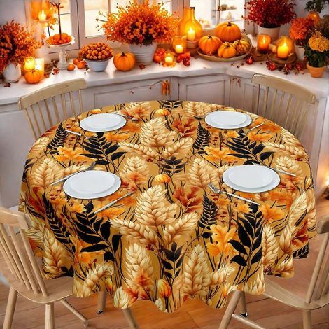 Nappe rectangulaire 506 x 152 x 305 cm, imperméable et résistante à l'huile, idéale pour Thanksgiving et les fêtes d'automne. (1/3)