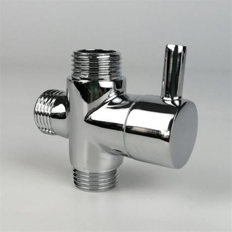 Vanne de dérivation, mâle G1/2 Robinet en laiton T adaptateur Chrome salle de bain do (1/3)