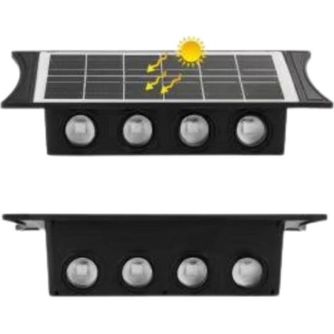 TrAdE Shop Traesio - Applique Parete Lampada Da Esterno Ricarica Solare Bidirezionale Impermeabile Meq-fo-8 - (1/3)