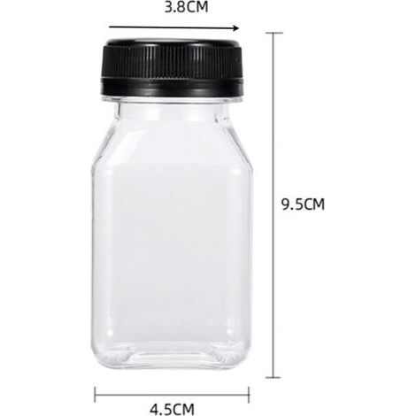 Botellas para zumo，10 unidades，Botellas transparentes para beber，Mini botellas para zumo，Botellas de plástico para leche，120 ml，4,5 x 9,5 cm (1/4)