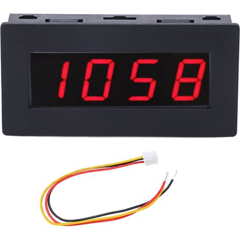 Tachymètre numérique 4 digits avec affichage LED, testeur de vitesse de rotation RPM, câble inclus, alimentation 8‑15V DC, rétroéclairage rouge. (1/5)