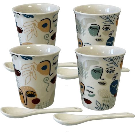 Coffret de 4 Gobelets Expresso en céramique Blanche ARTY (1/2)
