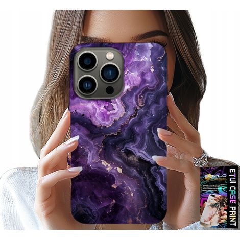 Custodia per iPhone 16 PRO - effetto marmo viola, alla moda e femminile + vetro (1/5)