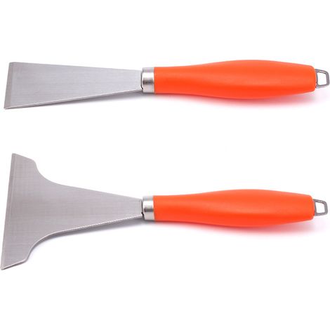 Robuster, rutschfester Edelstahl-Schaber mit stabilem Griff für den Grill im Freien. Grillzubehör für draußen. (1/4)