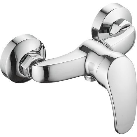 Shower Mixer Tap, Exposed Wall Mounted Bathtub Faucet, Single Lever Shower Faucets Temperature Control Threaded Connection for Universal Flexible G1/2, Chrome, Silver (1/5)