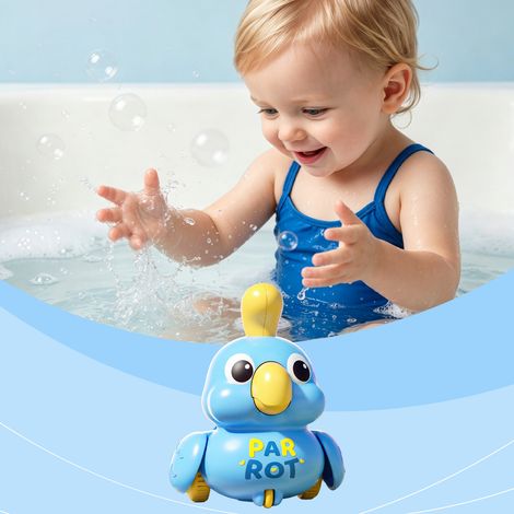 Perroquet bleu à ficelle, flottant sans piles, style dessin animé amusant pour le bain et les jeux de bébé -- 1 pièce -- AUTLEAD (1/5)