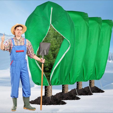 4 cubiertas de invierno para plantas, 120 x 180 cm, lona protectora no tejida con cordón y cremallera para jardín exterior, plantas, arbustos, árboles y verduras. (1/5)