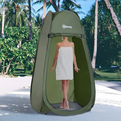 Wasserdichter Pop-Up-Duschvorhang aus Polyester und Kunststoff, 100 x 100 x 185 cm, Armeegrün