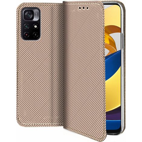 Étui magnétique intelligent pour Xiaomi Poco M4 Pro 5G / Redmi Note 11S 5G, Or (1/5)