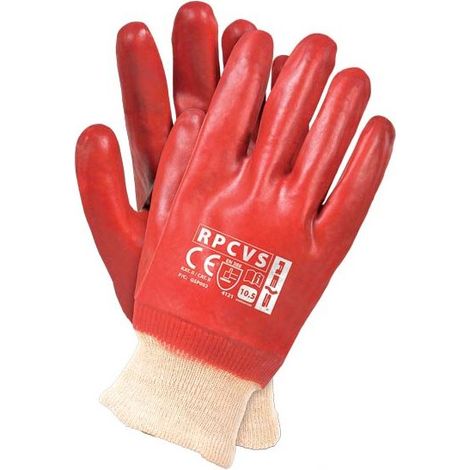 GUANTI PROTETTIVI RIVESTITI IN PVC RPCVS, HUGO, GR103, POLYRED - 12 PAIA - REK GU 412