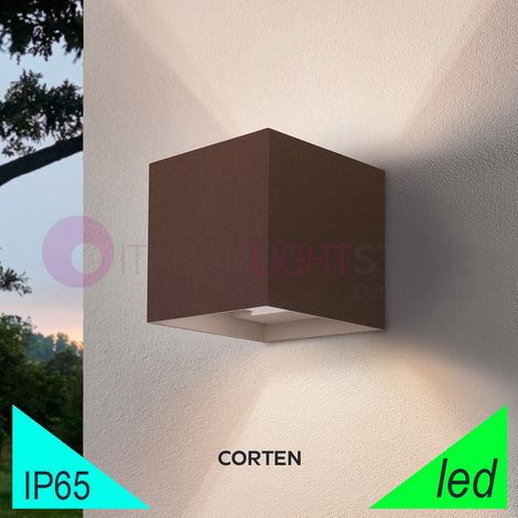 Applique led da parete a doppio fascio mod. Marbella squared colore corten (1/5)