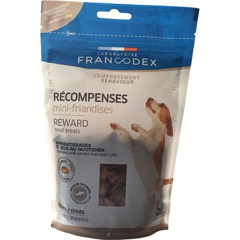 Mini friandises récompenses saveur saumon 150 g pour chiens et chiots - Francodex (1/4)