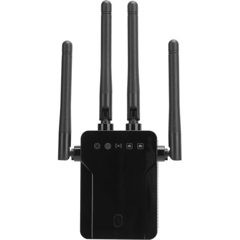 Répéteur WiFi sans fil noir, amplificateur de signal réseau double bande, prolongateur de portée 100-240V (prise US) (1/5)