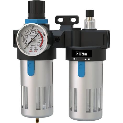 Güde Druckluft Wasserabscheider und Nebelöler Druckminderer bis 10 Bar 1/2 Zoll (1/2)