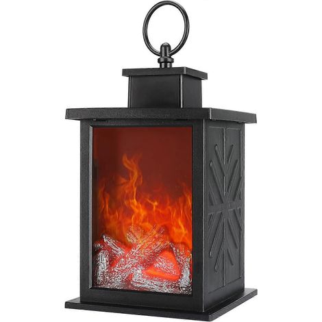 Lampe de cheminée LED effet bûches rectangulaire, lampe à flamme simulée sans flamme, lampe à flamme à piles, utilisée pour la décoration intérieure. (1/5)