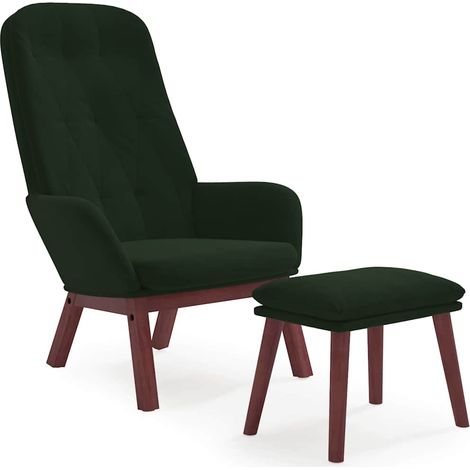 Sillón de relax con taburete terciopelo verde oscuro vidaXL (1/5)