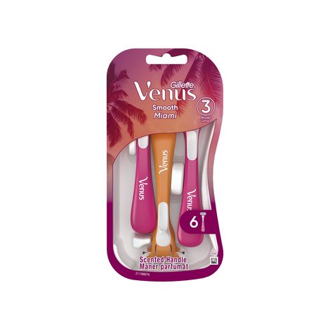 Rasoirs Gillette Venus Smooth Miami pour femmes, 6 rasoirs jetables pour femmes