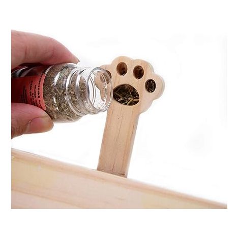 Interactive Cat Toy, Wood, Toy, Taupe Mouse, Puzzle Box with Cute Cartoon Toys for Cat, Hunting, Game, Exercise, Scratching – 5 Holes, A (1/4)