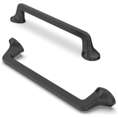 Lot de 6 Poignées Noires Mat pour Tiroir et Placard Entraxe 128mm, Design Moderne pour Cuisine et Meubles (1/5)