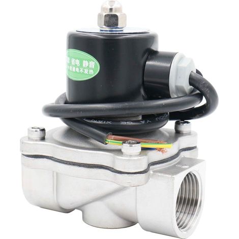 Électrovanne électrique, 2W-250-25BJ, PT1", DC12V, Action directe Eau Air Gaz, Normalement fermée, Valve de remplacement en acier inoxydable 304, Économie d'énergie (1/3)