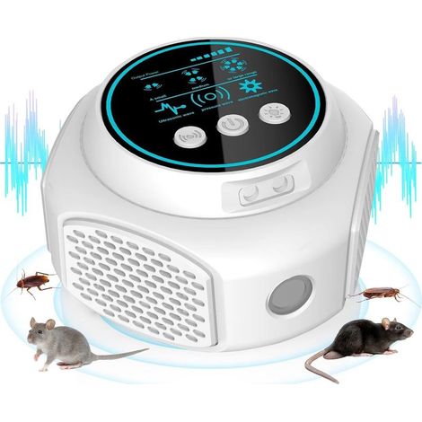 Ultrason Souris et Rats Puissant, 360° Répulsif rongeurs à Ultrasons 3 Modes Anti Souris Répulsif Souris, 300 M² Large Portée Ultrasons Anti Rongeurs pour Souris Rat Araignée Moth Fourmi