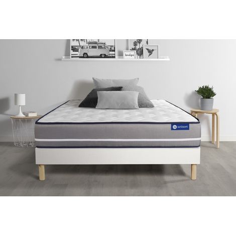 Ensemble matelas Latex + mémoire de forme ACTILATEX PUR 90x200cm 3zones de confort + sommier KIT blanc (1/5)