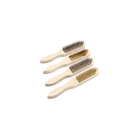 Lot de 4 Brosses Métalliques à Main - Poils Laiton sur Manche en Bois - Pour Nettoyage Intensif des Saletés (1/5)