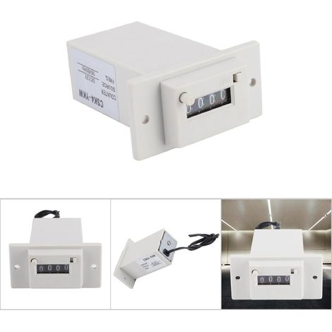 Compteur mécanique électromagnétique à impulsions CSK4-YKW 4 chiffres (0-9999) pour usage industriel, alimentation 12V CC (1/5)