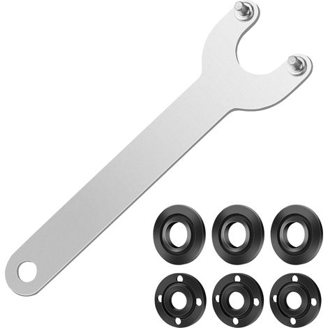 Lot de 6 accessoires pour meuleuse d'angle, avec clé flexible de 140 mm et clé à bride, clé d'angle, kit d'écrous à bride, adaptateur pour meuleuse d'angle universelle (1/5)