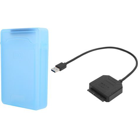 Adaptateur disque dur vers USB, SATA vers USB 3.0, compatible avec la technologie UASP et l'adaptateur secteur, sauvegarde facilement les fichiers, interface USB haute vitesse, convient aux disques du (1/4)