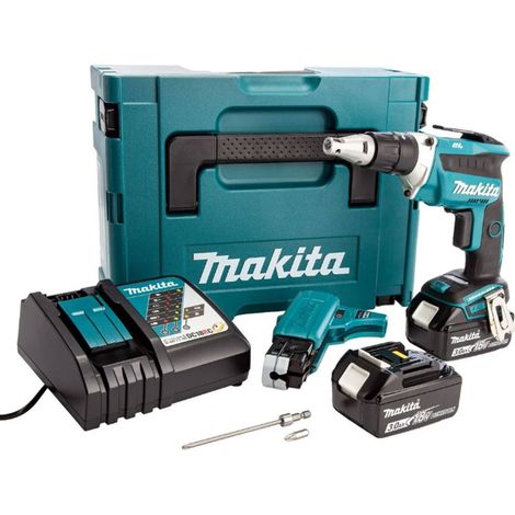Makita DFS452FJX2 LXT 18V BR Drywall Screwdriver - 2 x 3Ah Batts,Auto feed Attachment, Charger & Makpac 2 Case