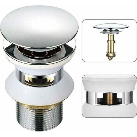 AIPERQ Universel Bonde Lavabo avec Trop-plein Pop-Up Automatique Push Open Click Clack pour Salle de Bain 1-1/4 en Laiton Chromé (1/4)