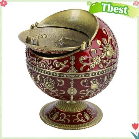 Tbest Cendrier innovateur Cendrier Innovant Globe en Métal d'Aigle Rouge Vin avec Couvercle Ornement Décoratif luminaire statuette (1/4)