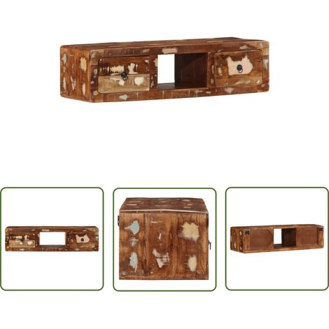 VidaXL Meuble TV mural 100x32x25 cm bois massif de récupération (1/5)